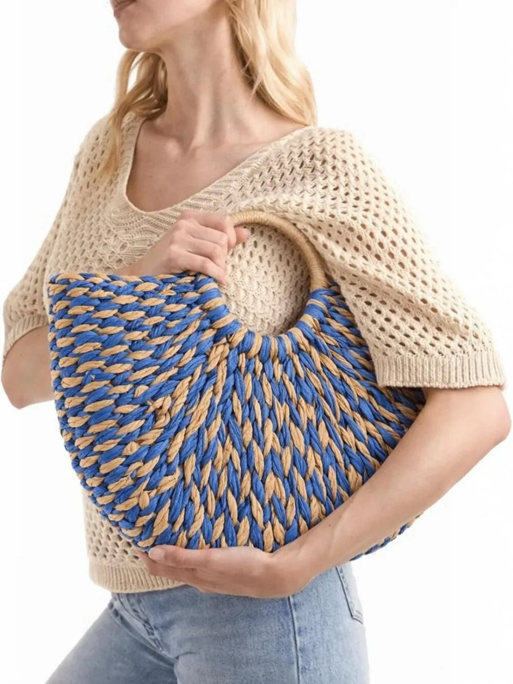 Oversized Woven Straw Tote Bag | Large Beach Bucket Hobo Purse for Summer Fun